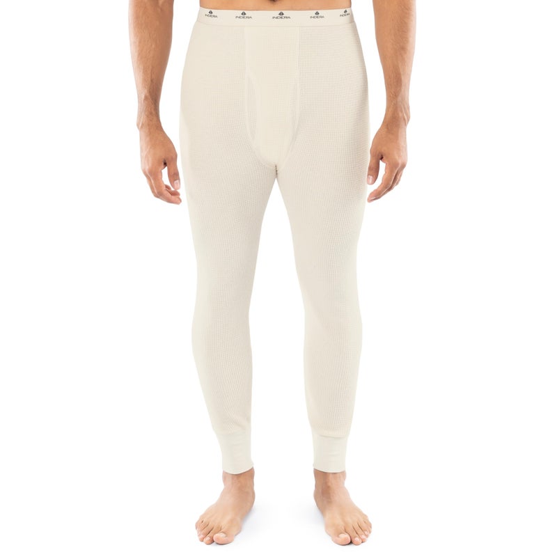 Indera Men's Heavyweight Cotton Waffle Long Johns Thermal Underwear Bottom, Natural, Medium - Image 1